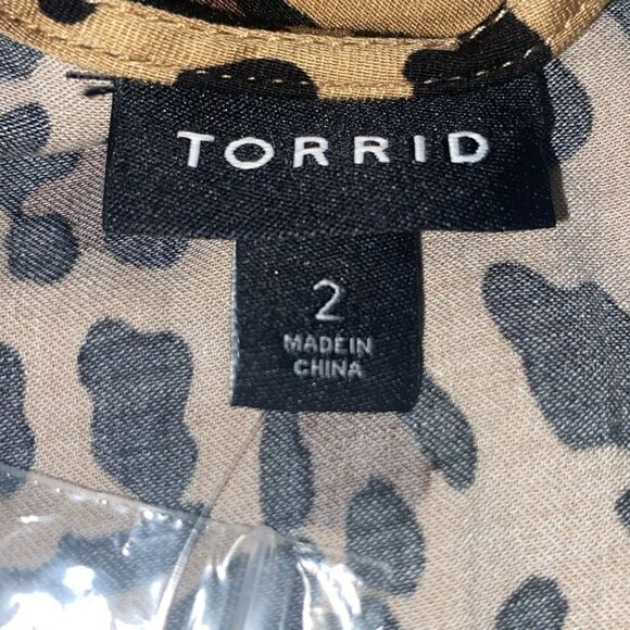 Torrid Stella Wm’s Sz 2X Leopard Print Stretch Challis Tunic Fit & Flare Blouse - Picture 5 of 6